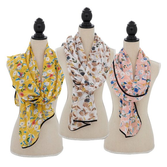 Yellow Floral Ruffled Scarf, 27.5" x 71" - Picture 1 of 3